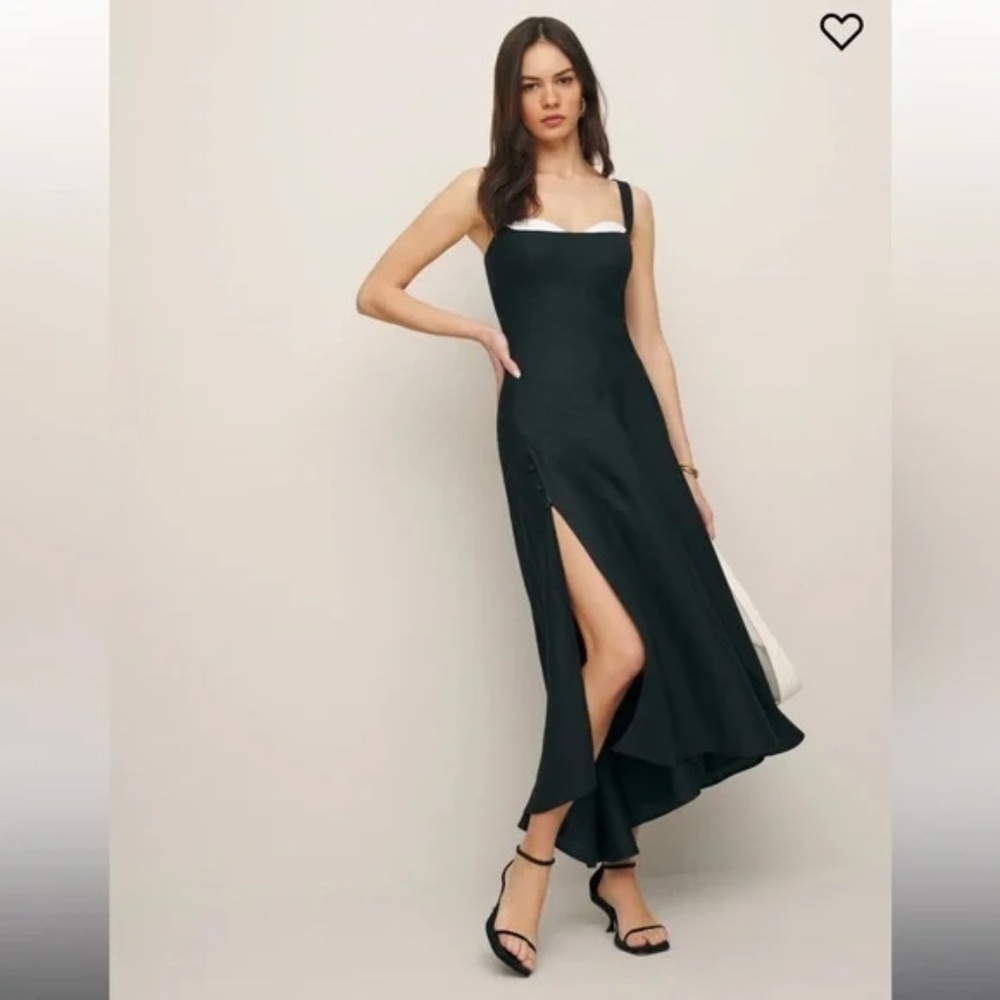 Reformation Bekki Linen Dress Black - Size 6